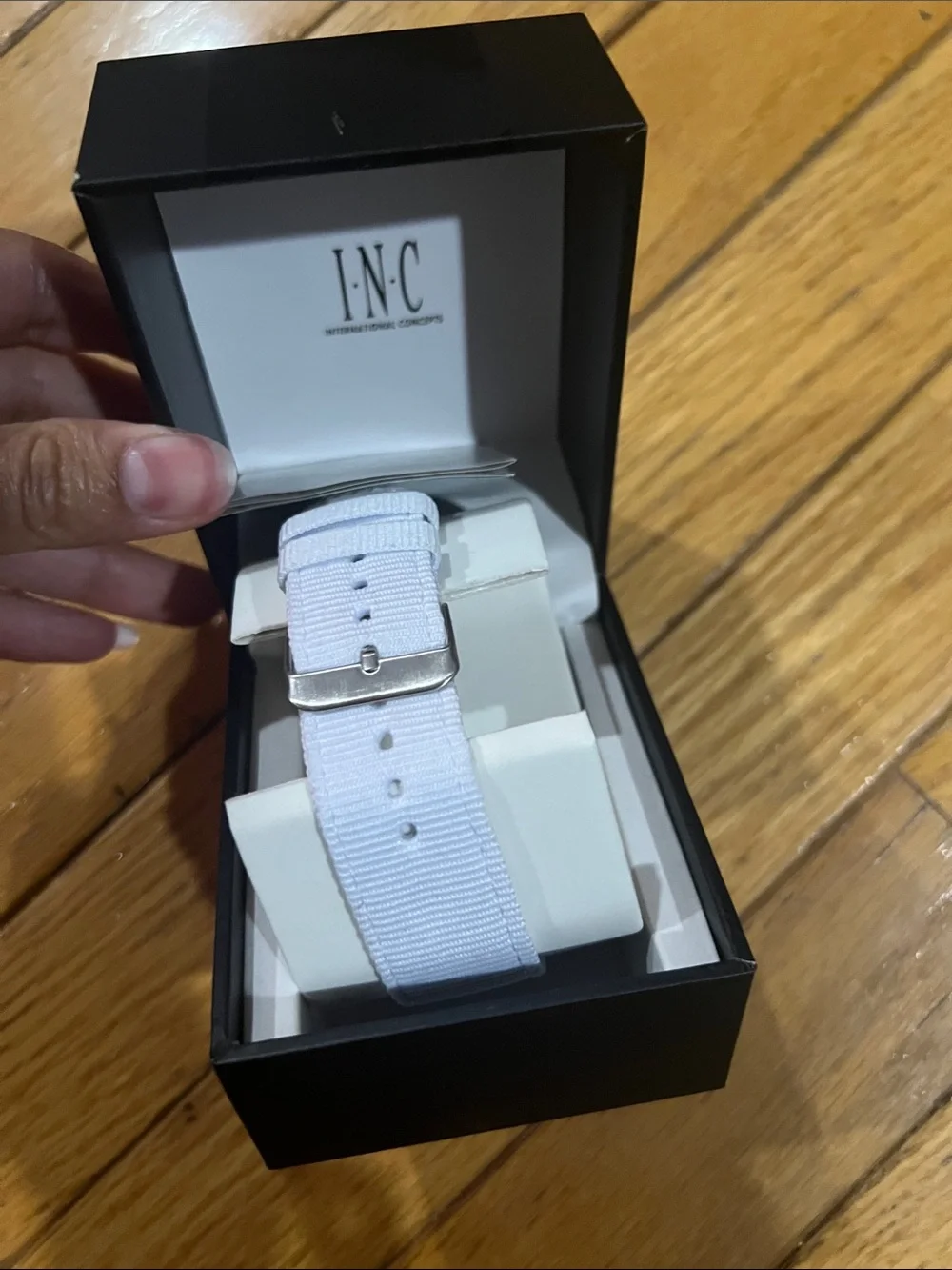 Men's White Dial Watch with White Nylon Strap